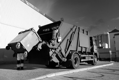 Residential recycling bins set up for community use