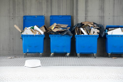 Different types of construction waste materials at a Highgate recycling facility