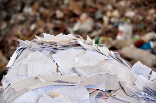 Workers sorting recyclables at a transfer station